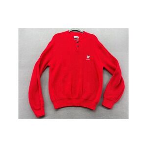VTG Brandon Georgia Bulldogs Red Knit Henley Sweater Made in USA Mens XL